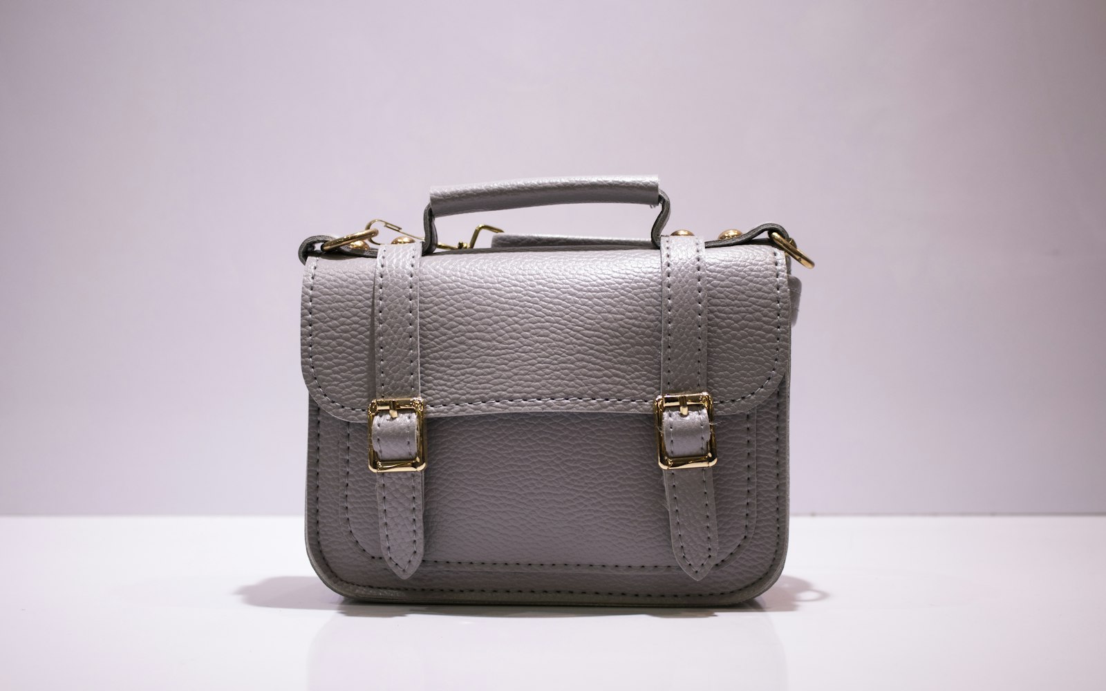 Grey leather satchel